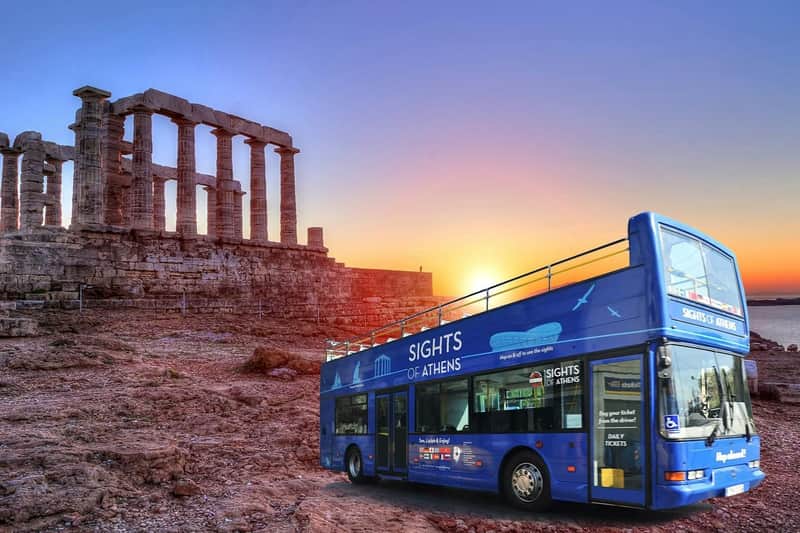 Sights of Athens Combo : Bus Hop-on Hop-off + visite du Cap Sounion au coucher du soleil